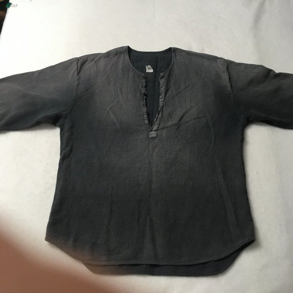 Cotton Palm V NECK 1/4 Button Front large camp paradise relax gray Vintage beach - Picture 1 of 9